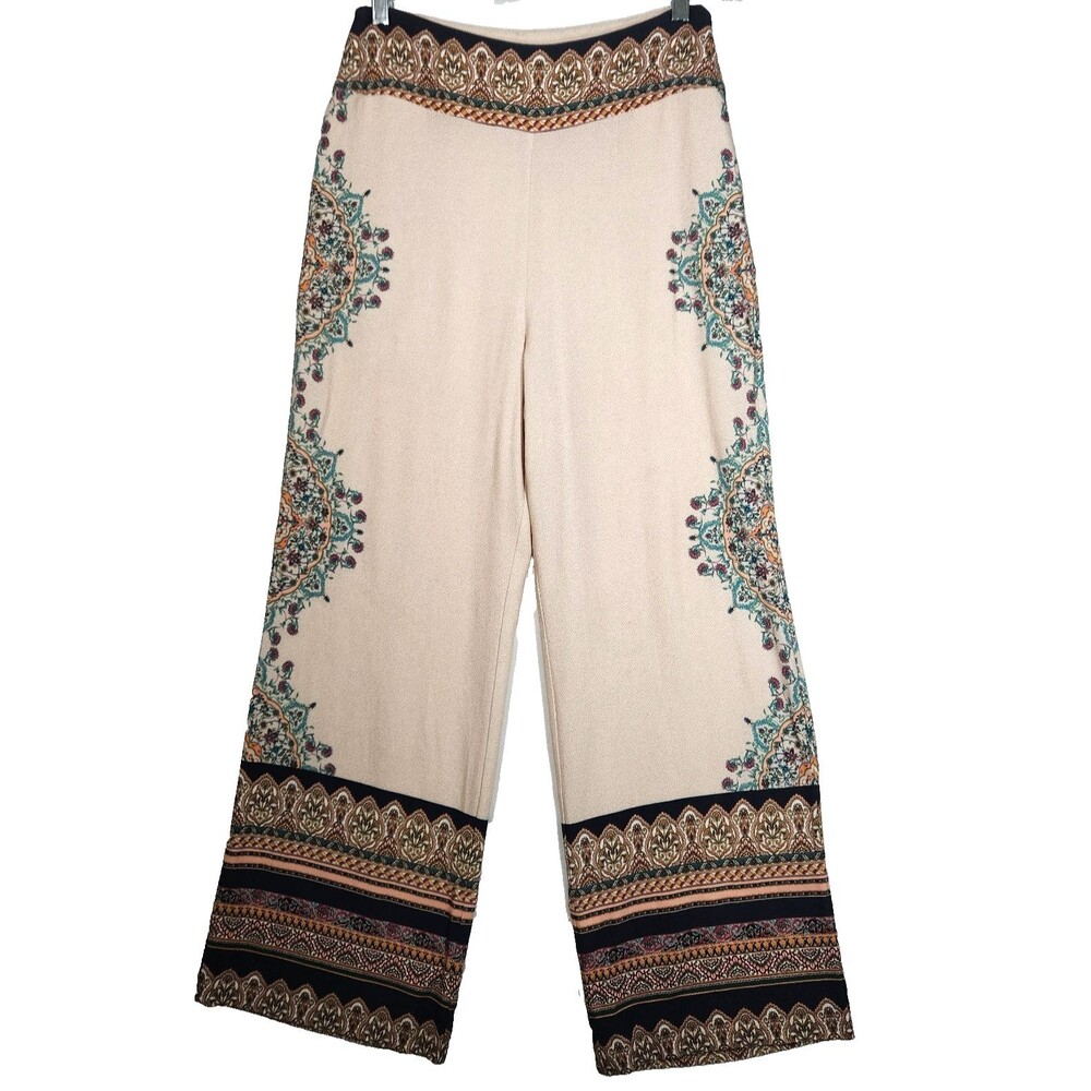 Farm Rio Anthropologie Rio De Janeiro Wide Leg Pants Women Sz S Medallion Boho